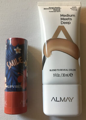 Almay Smart Shade Medium Meets Deep #400 & Lipvibes 160 Smile Lipstick