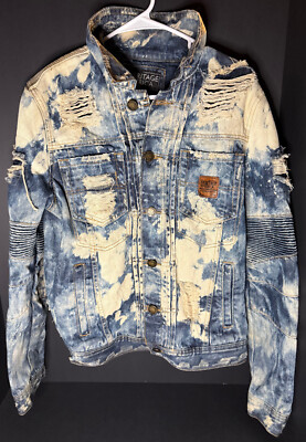 The Heritage by America 1776 Denim Distillery Distressed Jacket Mens M Grunge