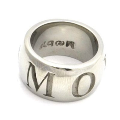 MOBY LIEBE RING MIT DIAMANT, STAHLBAND MIT GRAVIERTEM SCHRIFTZUG, AN95 GRÖSSE 24