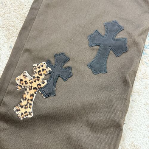 Jeans Chrome Hearts Cheetah Cross Patch in marrone prezzo consigliato £ 10000 * - Foto 4 di 24