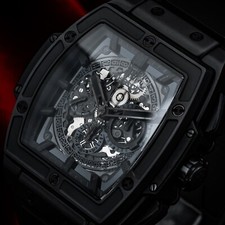 Hublot Spirit of Big Bang All Black Ceramic Chronograph 45mm Skeleton Dial B&P 9