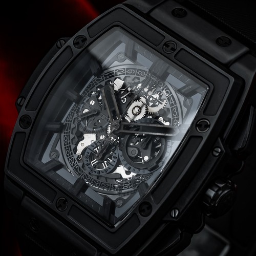 Hublot Spirit of Big Bang All Black Ceramic Chronograph 45mm Skeleton Dial B&P - Picture 10 of 22