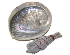 ABALONE WHITE SAGE WAND - SMUDGE STICK FRANKINCENSE PALO SANTO & FEATHER SET