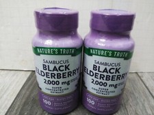 NATURE'S TRUTH SAMBUCUS Black Elderberry 2,000mg, 100 capsules EA 2pk bundle 