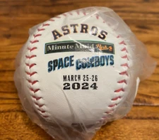 Astros vs Space Cowboys Commemorative Logo Baseball 3/25-26/2024 MLB vs AAA RARE