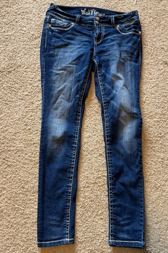 New w/tag Nina Rossi Dark Denim Distressed Skinny Jeans size 13 XL X-Large - Picture 2 of 2