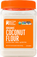 Harina de coco orgánica BetterBody Foods, sin gluten, 2,25 libras - Paquete de 2