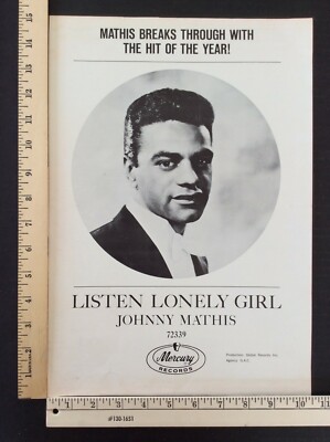 Johnny Mathis Rare Images Rare Orig VTG 1964 Johnny Mathis Mercury Records Poster Style Music Ad ...