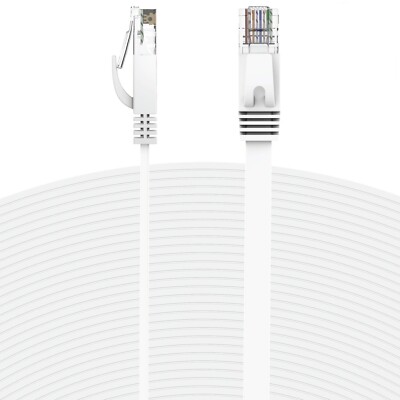 RJ45 CAT7 6FT 10FT 30FT 50FT 100FT 200FT Ethernet Network Cable Cord Flat LOT US
