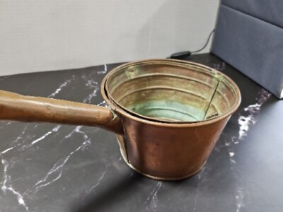Antique Large Copper Pot  Copper Handle 8'' Vintage Double Boiler Pot