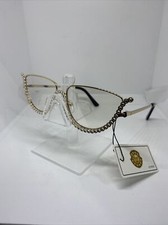 Fashion RETRO EYEGLASSES Gold Frame Bling Crystal Bottom Rim CAT EYE Clear Lens