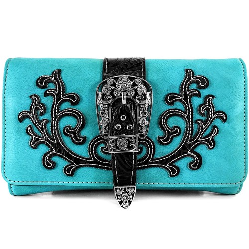 Justin West Western Floral CCW Stud Buckle Concealed Carry Handbag Purse Set - Picture 76 of 131
