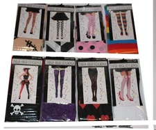 Thigh-High Stockings, Adult One Size, Hearts, Nurse, Scars, Stripe, Skulls, Dots