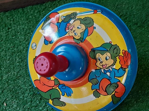 VTG Ohio Art Metal Spinning Top Toy Baseball Bears Works 10” Tin Toy/Wood Handle - Picture 11 of 11