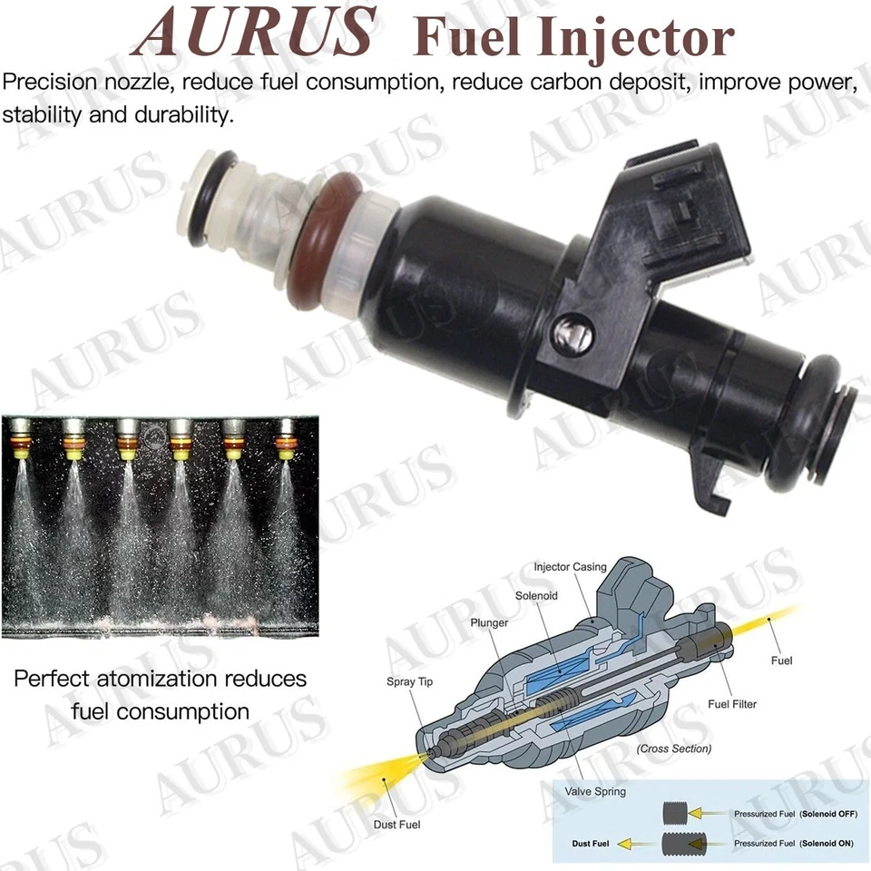 Inyectores de combustible X4 OEM AURUS NUEVOS para 2004 2005-2008 Acura TSX 2,4 L 16450-RBB-003 Foto 3 de 4