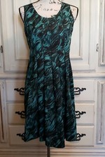 Simply Vera Wang Womens Dress Sz 2 Green &  Black Cotton Stretch Sleeveless 