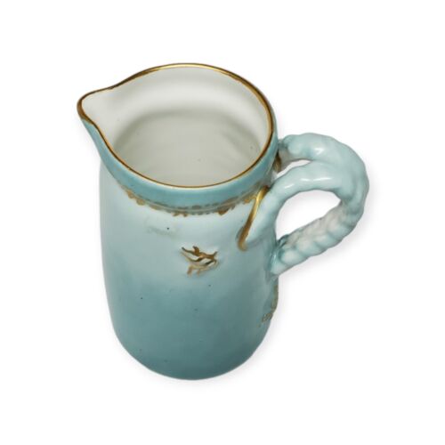 Antique HAVILAND & Co. Limoges Aqua Ombre & Gold Pitcher 1876-1889 France - Picture 2 of 10
