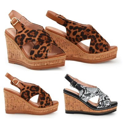 leopard print cork sandals