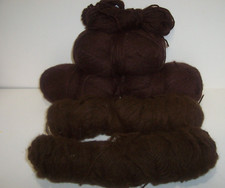 5 VTG Chocolate brown brand No labels Yarn 2 fuzzy 1.9oz ea. 3- 3.9oz Z51