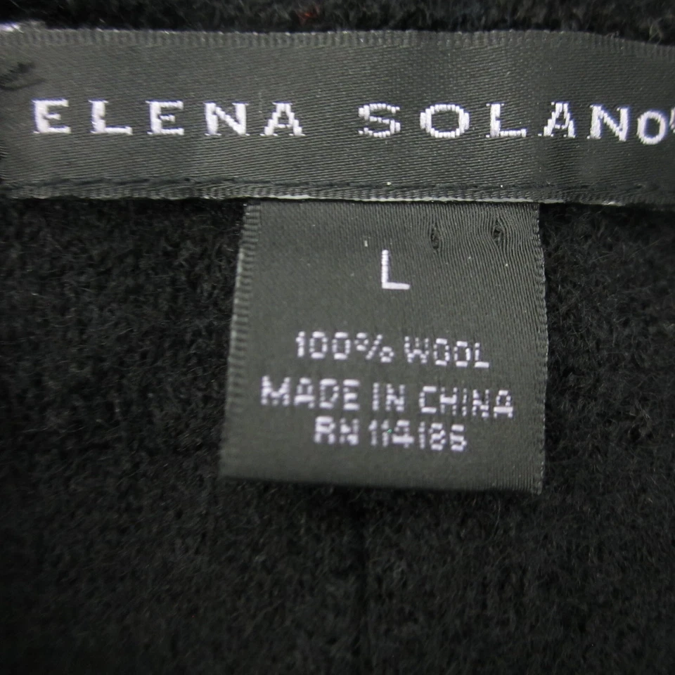 Cárdigan Suéter Elena Solano Mujer L Negro LS Hervido 100% Lana Volantes Frontales Foto 3 de 4