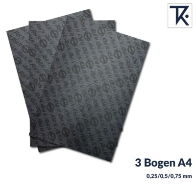3 Bogen Abil N Dichtungspapier SET - je 1x 0,25mm 0,5mm 0,75mm DIN A4 Bogen