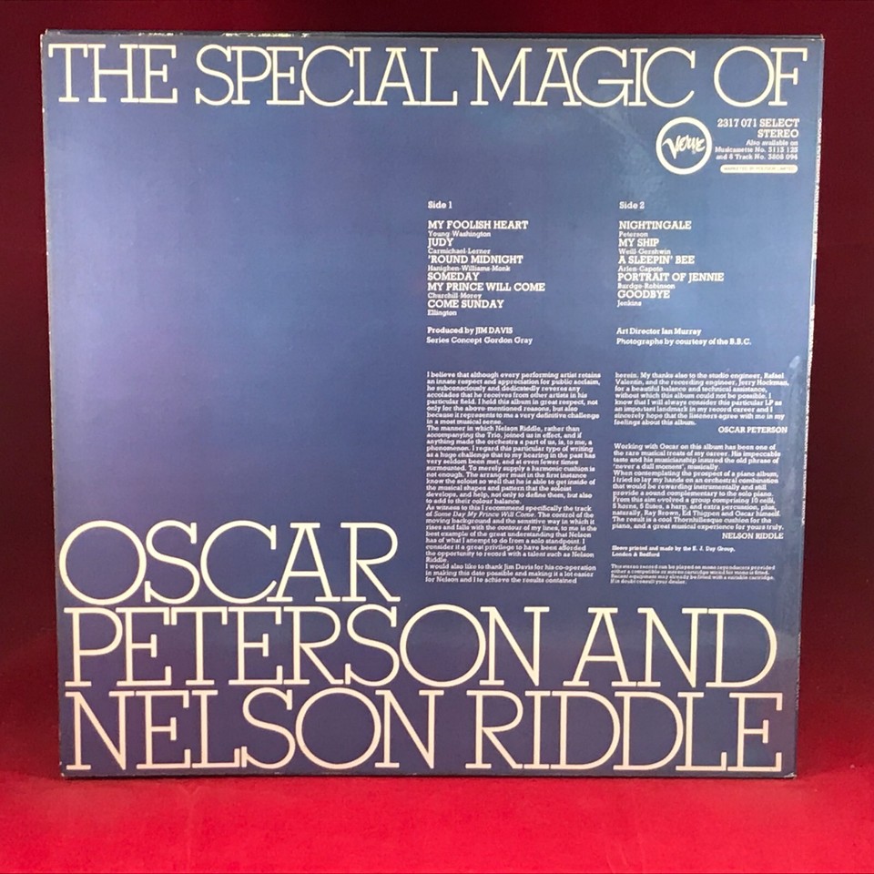 OSCAR PETERSON & NELSON RIDDLE The Special Magic Of 1971 UK Vinyl LP verve eBay