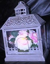 LUMIDA Flora leuchtende Blumen Pfingstrosen in Metall Laterne 30cm QVC 775652