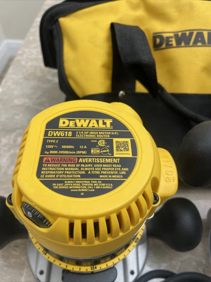 DEWALT DW618PKB 2 1 4 HP Fixed Base Plunge Router Combo Kit