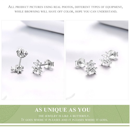 Voroco Free Shipping S925 Sterling Silver Earrings Star Charm CZ Women Jewelry - Picture 7 of 12