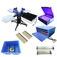 3 Color 4 Station 1 Dryer Silk Screen Printing Machine & Squeegee Simple Kit