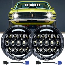 Fit Ford Mustang 19651973 Brightest Pair 7 Round Led Headlights High Low Beam Fit Ford Mustang 19651973 Brightest Pair 7 Round Led Headlights High Low Beam