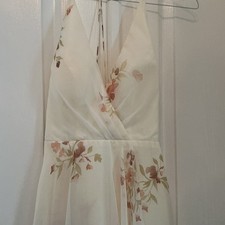 Jenny Yoo “Farrah” Ruffle Skirt Chiffon Gown, Size 0, Ivory Eden Bouquet