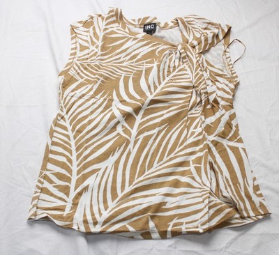INC International Concepts Womens Twist-Front Tank Top JK5 Ivy Palm Toffee Large
