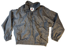 1990  s Vintage Nike Swoosh Track Nylon Vented All Black Full Zip Jacket Medium