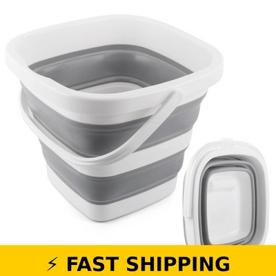 BIDFUL 5L Collapsible Bucket for Cleaning, Camping, RV - Gray