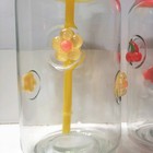 Set of 4 Viral 5.5” Glass Tumblers With Lids And Straws, Red Yellow Blue Pink — photo 2