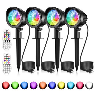 MEIKEE 15W RGB Outdoor LED Spotlight Color Changing Landscape Lights with 4.9...
