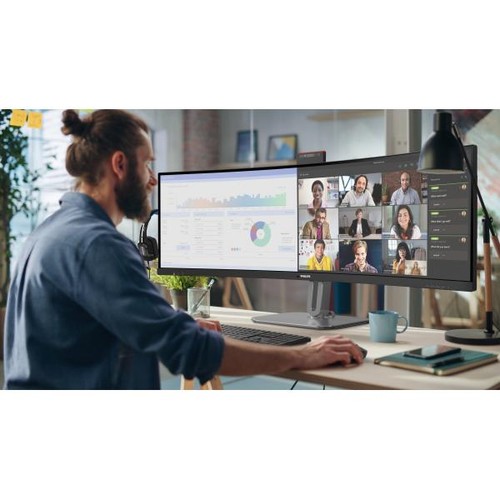 Philips MONITOR 49VA 5120X1440 2 HDMI DP USBC 49B2U6900CH 32:9 CURVED MM WEBCAM - Foto 2 di 4