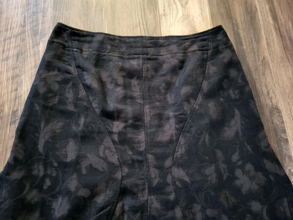 J Jill Black Brown Floral Wool Blend Whimsigoth A-line Midi Skirt Sz 14p - Image 3 of 4