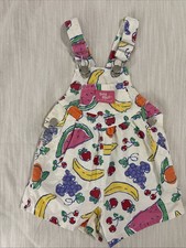 Vtg Baby Oshkosh B  gosh Vestback Overall Fruit Print 12 Months 90  s RARE