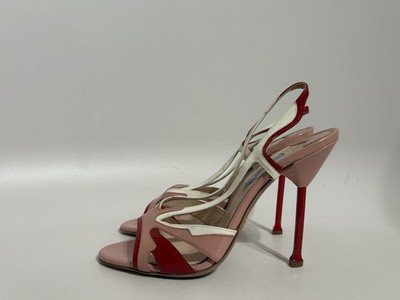Vtg Prada SS2012 Blush Pink Patent Leather Slingback Heels 40