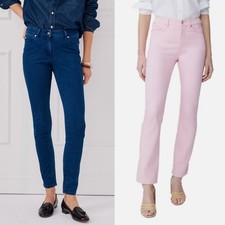J. McLaughlin Lexi Blue and Milburn Pink Jeans with Gold Button Detail Size 6