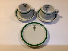 Stanford Univ El Cuardo Eating Club, 2 mugs saucers 1 small plate, vintage 1950s