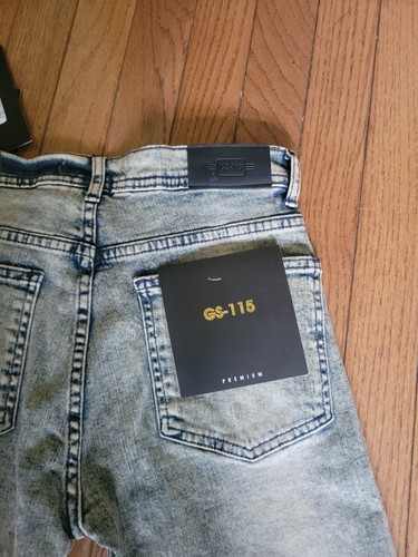 GS-115 Slim Fit Unisex Acid Washed Jeans | Size 14 NEW - Picture 5 of 5
