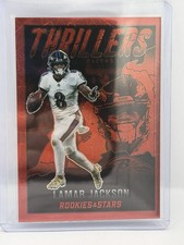 2022 Panini Rookies & Stars #TH-7 Lamar Jackson Thrillers Red Prizm #d /80