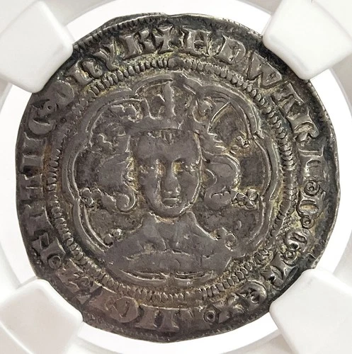 1354-1355 SILVER ENGLAND GROAT EDWARD III CROSS PATTEE COIN NGC AU 53 TOWER MINT