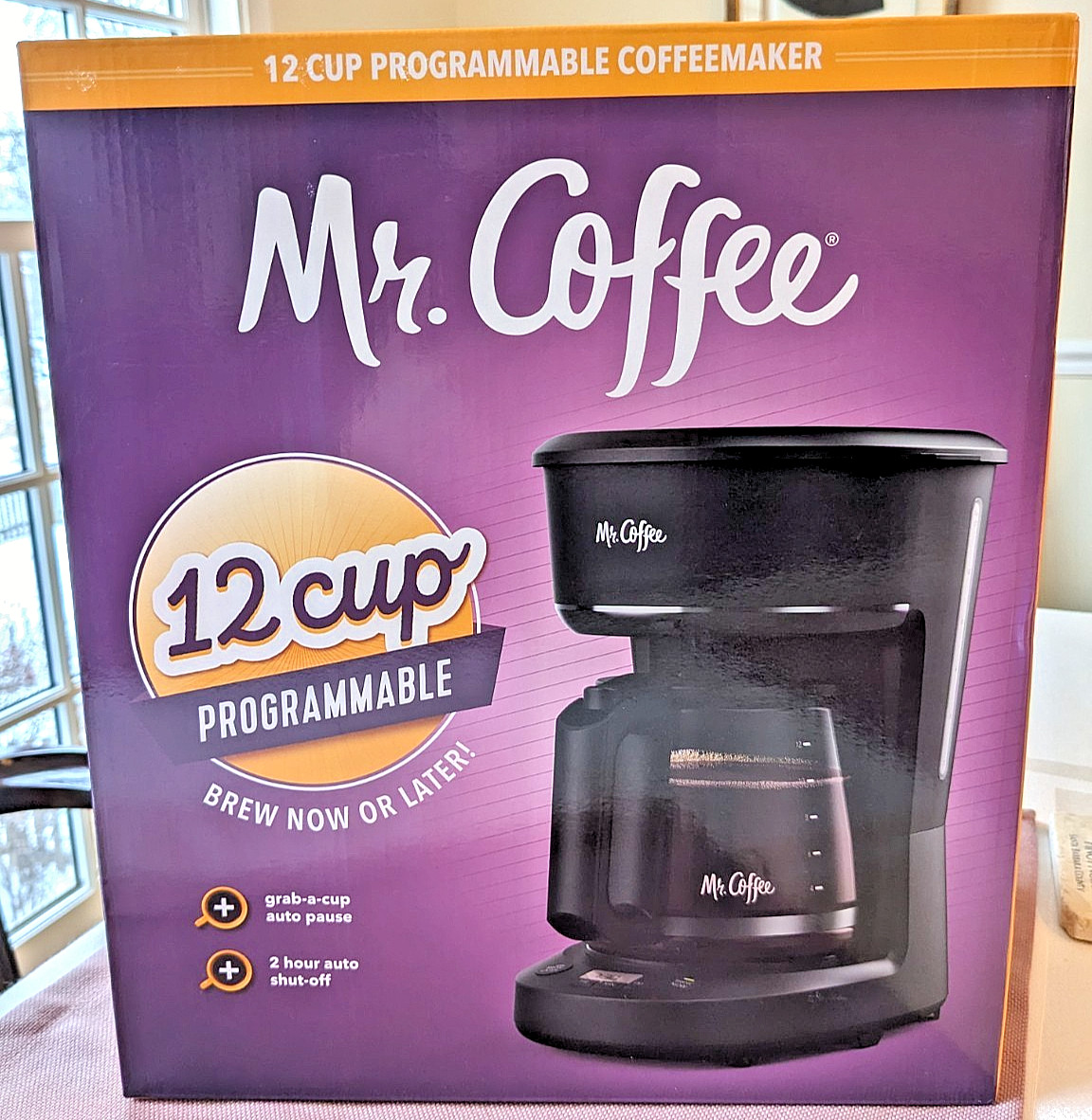 Mr. Coffee Programmable Coffee Maker, 12-Cup Coffee Maker, Black- New Sealed Box