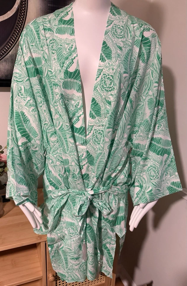 Vestido de Encubrimiento Melissa Odabash Siena Verde Estampado de Palma Talla L Nuevo con Etiquetas Foto 4 de 4