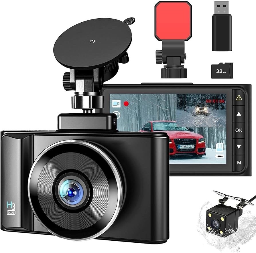 Dash Cam Front and Rear Dash Camera for Cars 1080P Full HD 32GB SD Card 170°3