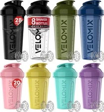-8 PACK- Shaker Cups for Protein Shakes 28&20 OZ - 8x Wire Whisk | Leak Proof...